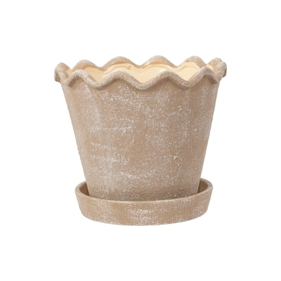 My Texas House 8 inch Ceramic Wave Planter, Brown