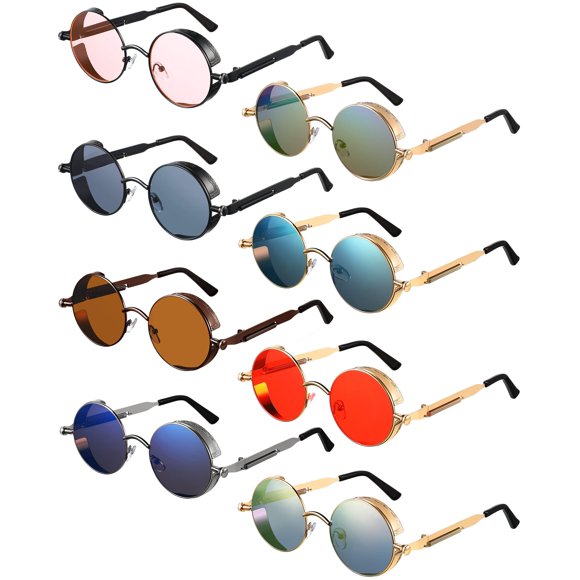 Gafas de sol Coume Retro Steampunk Gothic con montura redonda de metal