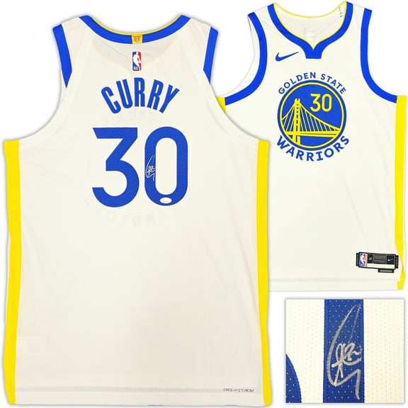 Golden State Warriors Stephen Curry Autographed White Nike Icon Edition Jersey Size 48 2 JSA 235470