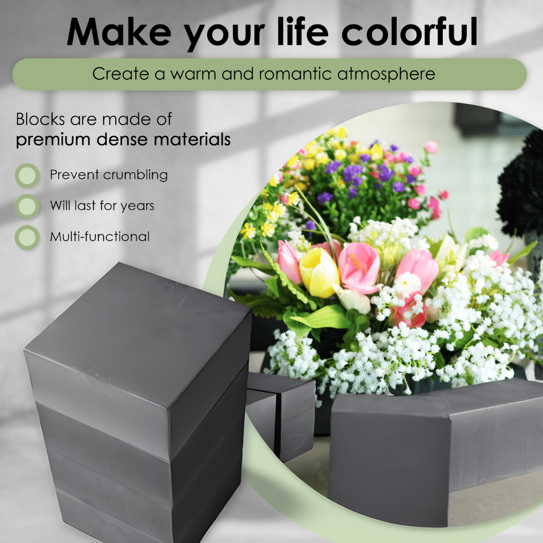 XCEL Floral Foam Block Unlike Any Other - Reusable Floral Blocks Flower Foam for Artificial Flower Arrangements (Gray - 7" x 7" x 3" (4 Pack))