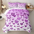 thumbnail image 2 of Homewish Cartoon Heart Bowknot Bed Spread Queen,Purple White Queen Coverlet Set,3pcs, 2 of 7