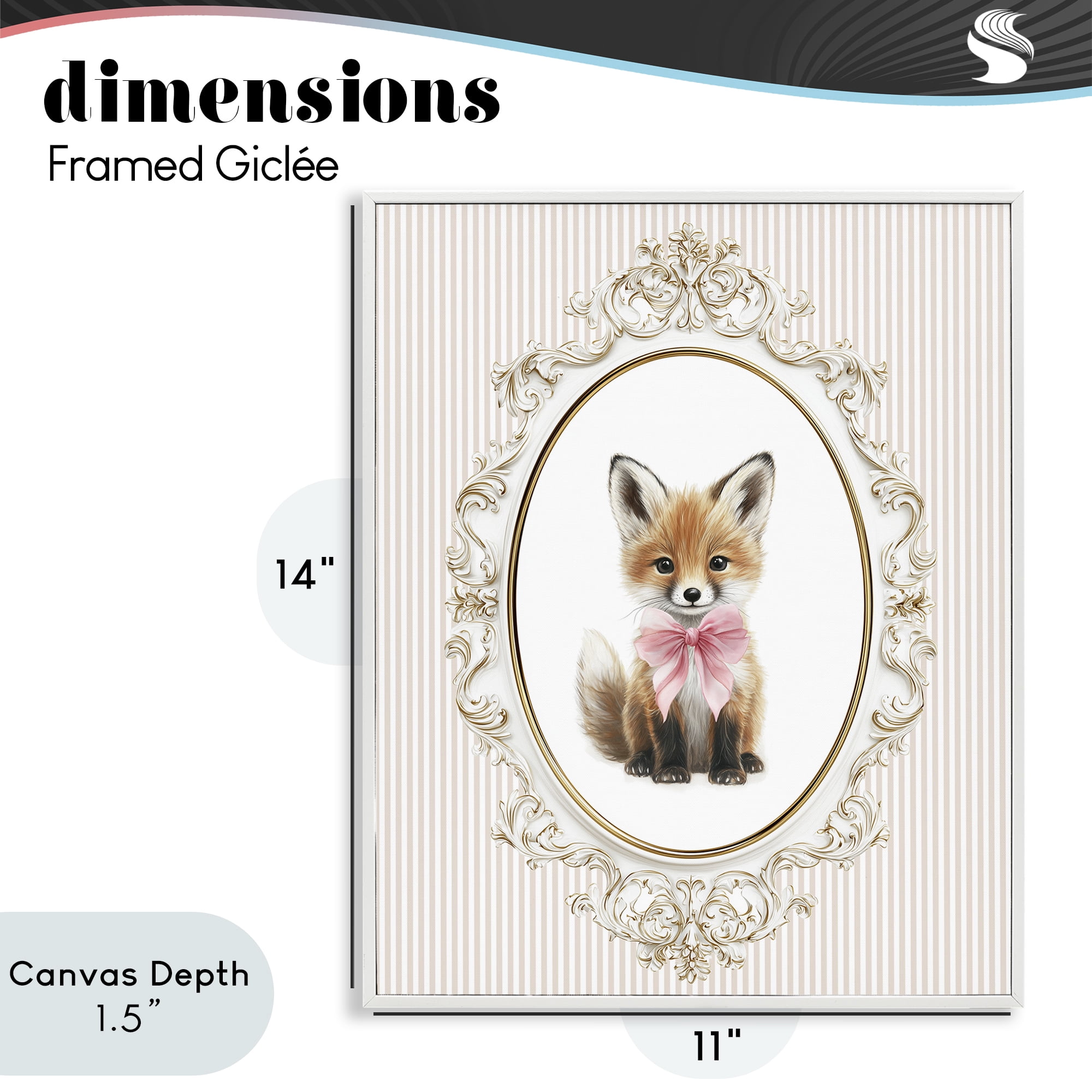 Stupell Industries Vintage Baby Fox White Framed Giclee Art, design by Christine Simpson Art