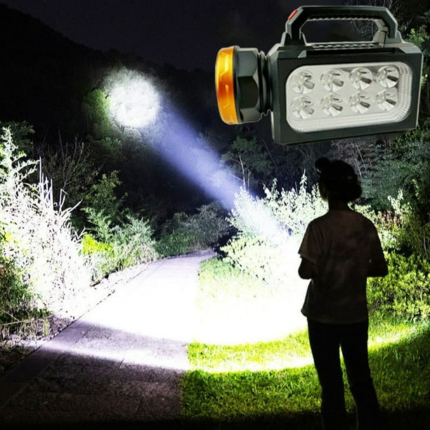 Lámpara solar superbrillante para camping al aire libre | Linterna de emergencia recargable USB y solar | Batería 2400mAh | Luces laterales y traseras COB | Impermeable IPX65 | Para tienda
