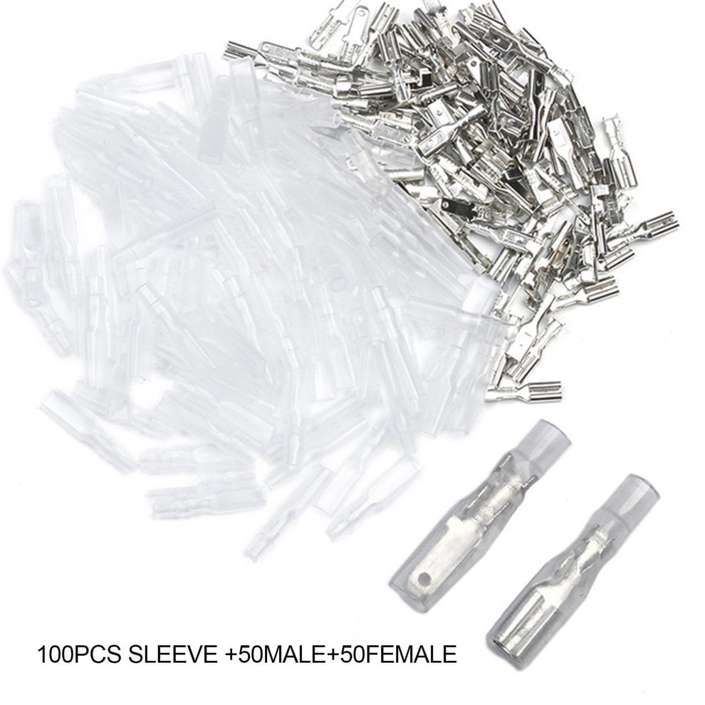 100Pcs Copper 6.3mm Female Spade Crimp Terminals 22~16AWG 0.5mm Thickness 