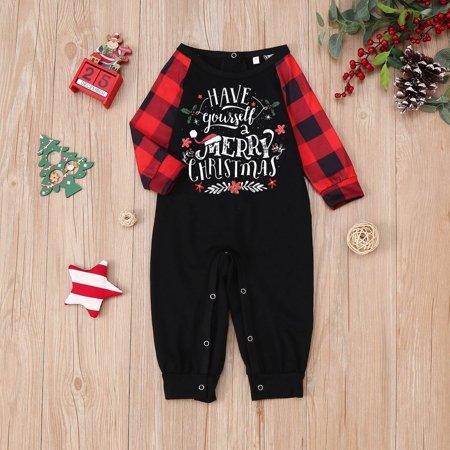 

Ruhiku GW Family Outfit O-Neck Long Sleeve Crawl Christmas X-max Print Pyjama Set for Baby Baby 90
