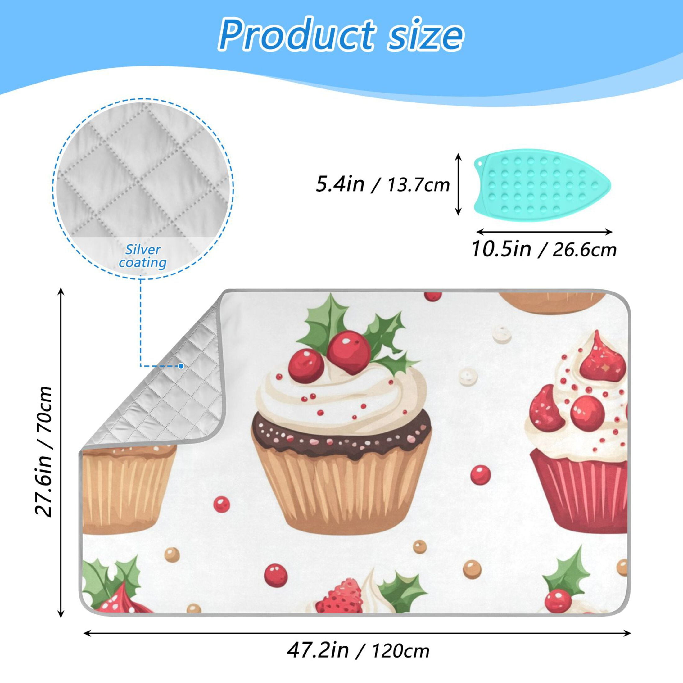 Christmas Cupcakes Cute Ironing Mat Blanket Portable Travel Ironing Pad Heat Resistant Pad 47.2" x 27.6”
