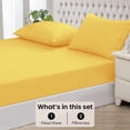 thumbnail image 3 of Fitted Sheet + Pillowcase Set 800 Thread Count 100% Egyptian Cotton 3-Piece ( 1-Fitted + 2-Pillowcase ) Twin Size (39" x 75") Inch 18-Inch Deep Pocket, All-Around Elastic Gold Stripe, 3 of 6