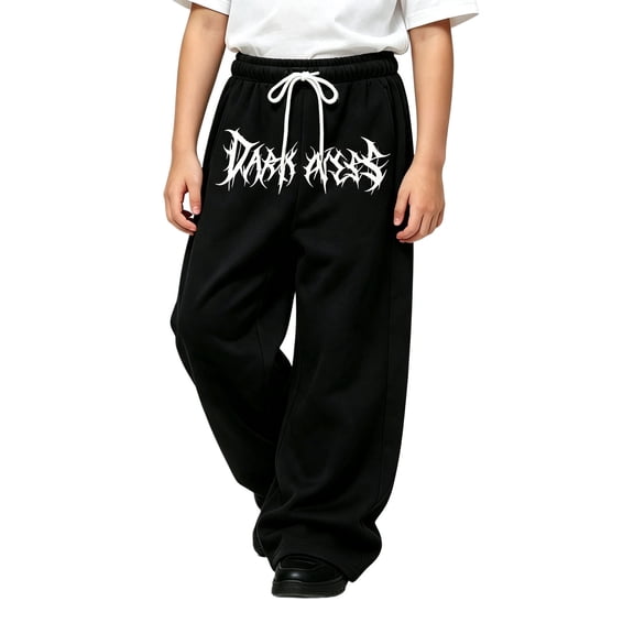 CONZONE Toddler Boys Baggy Sweatpants Y2K Graphic Joggers for Boys Drawstring Fall Winter Athletic Trousers with Pockets