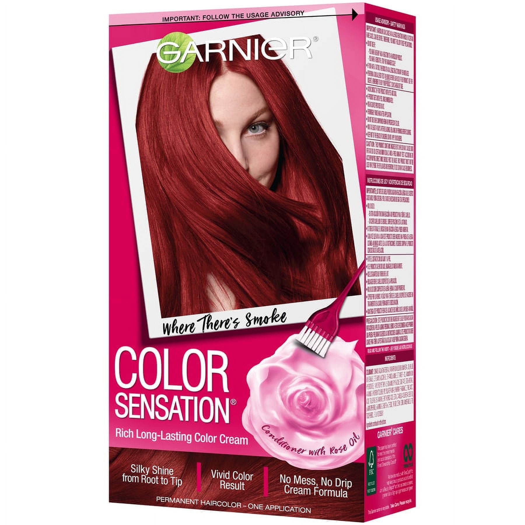 Garnier Color Sensation Hair Color Cream, 6.60 Where There'S Smoke Intense Fiery Red