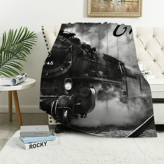Sheronv Train Tracks Theme Warm Lightweight Flannel Blanket Soft Fleece Blankets All Seasons Sofa Decor Cow Gifts Blanket 40x50in