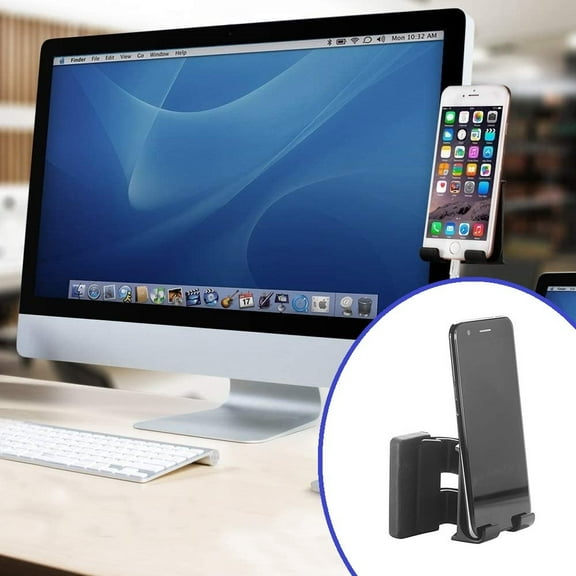 LNGOOR Smart Mobile Clip Holder for Desktop Monitor and Laptop Screen-Side Mount Holder for Duo Screen -Connect Your Mobile to Your Monitor and Laptop So Easy
