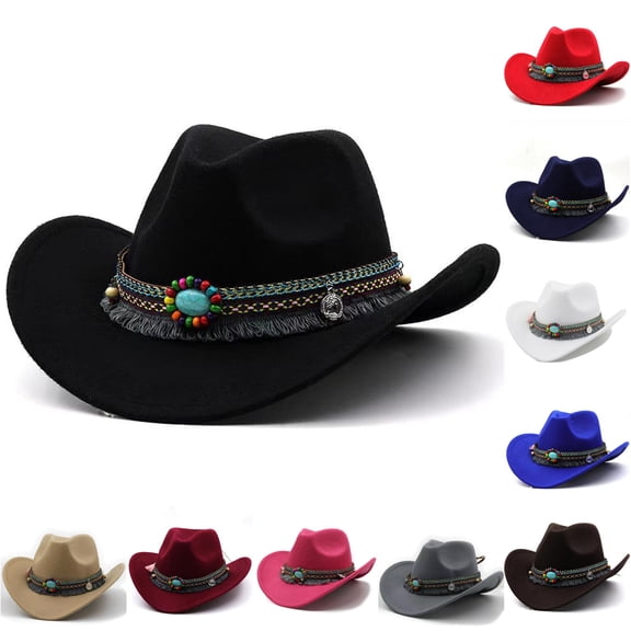 HNMKIU Stylish Kids Fedora Hat Boater Cap With Brim Classic British For Children Boys Girls Western Cowboy Party Suitable 4 12 Years Black,54CM