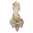 thumbnail image 3 of XYD Women Pointy Toe Slingback Pumps Satin Bowknot Chunky Low Heel Sandals Crystals Dress Wedding Shoes Size 5.5 Nude, 3 of 4