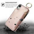 thumbnail image 7 of Dteck for iPhone XR Wallet Case, Flip Leather Case with RFID Blocking Card Holder Zipper Pocket, Ring Holder Kickstand Protective Folio Phone Cover for iPhone XR,Rosegold, 7 of 7