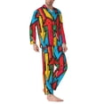 thumbnail image 2 of Naloa Colorful Arrow Graffiti Pattern Men’s Pajamas Set - Long Sleeve Button Down Sleep Shirt and Pajama Bottoms Sleepwear Set-Large, 2 of 7