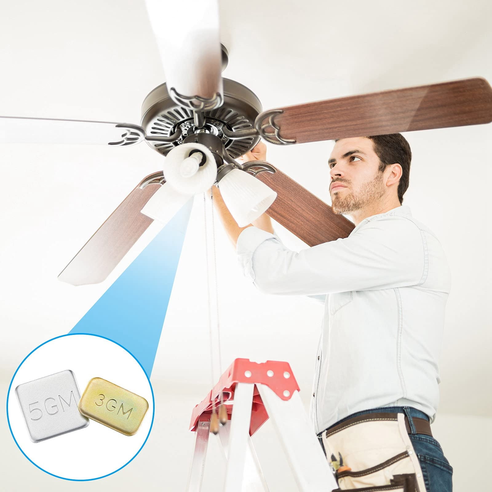 Ceiling Fan Blade Balance Kit - Self-Adhesive Weights To Reduce Noise & Wobbling