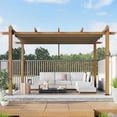 thumbnail image 2 of Petyee 10'x13' Outdoor Retractable Pergola with Canopy, Aluminum Pergola with Waterproof Canopy, Modern Outdoor Trellis for Patio Gardens, Wood-Grain Finish,Khaki canopy, 2 of 9