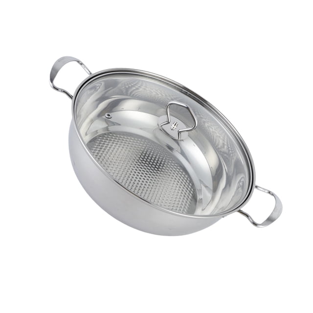 Raindrops Portable Electric Hot Pot Stainless Steel Pan Cookware with Glass Lid Family Size