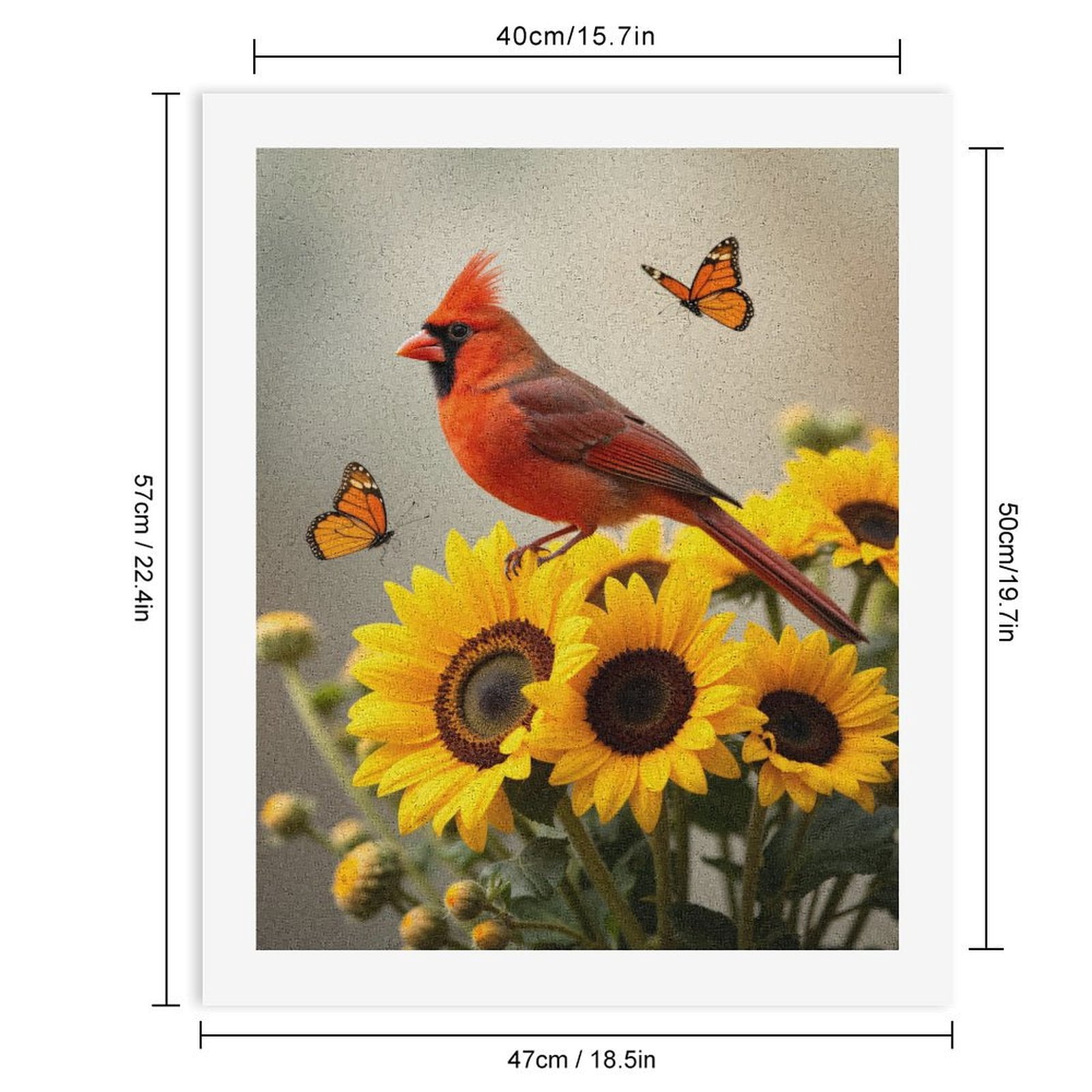 Paint By Numbers Kit for Adults Beginner - DIY Cardinal Sunflowers Butterflies Canvas Painting Kits for Adults, Frameless Paint By Number for Adults for Home Wall Decor 16x20 Inch