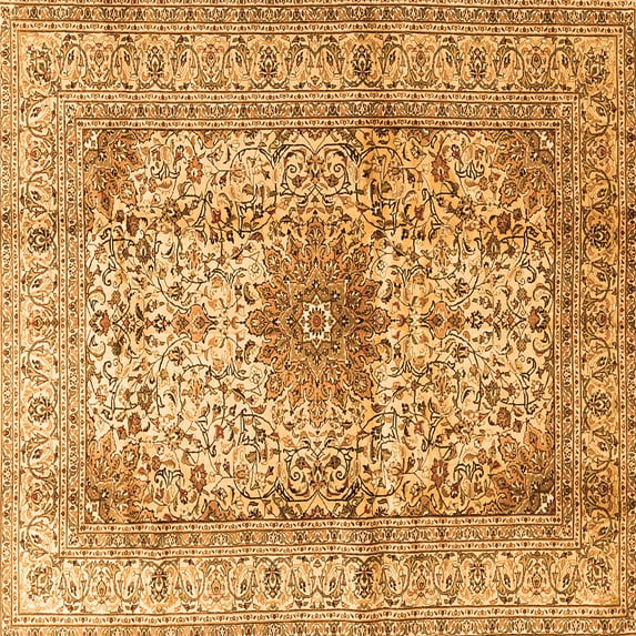 Ahgly Company Indoor Square Medallion Orange Traditional Area Rugs, 8' Square