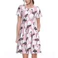 thumbnail image 1 of Disketp Pineapple Flamingo para Vestido de Manga Corta para Mujeres, Vestidos de Verano para Mujeres, Casual y Holgado para la Playa, 1 of 6