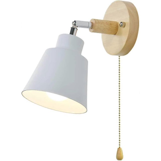 Indoor Wood Wall Light With Switch, Rotatable Aluminum Wall Sconce For Bar, Bedroom, Kitchen, Restaurant, Cafe, Corridor, E27,white