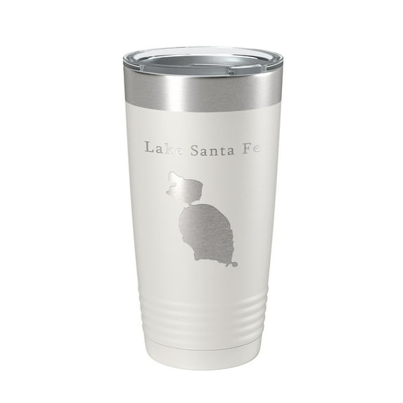 Lake Santa Fe Map Tumbler Travel Mug Insulated Laser Engraved Coffee Cup Florida 20 oz White
