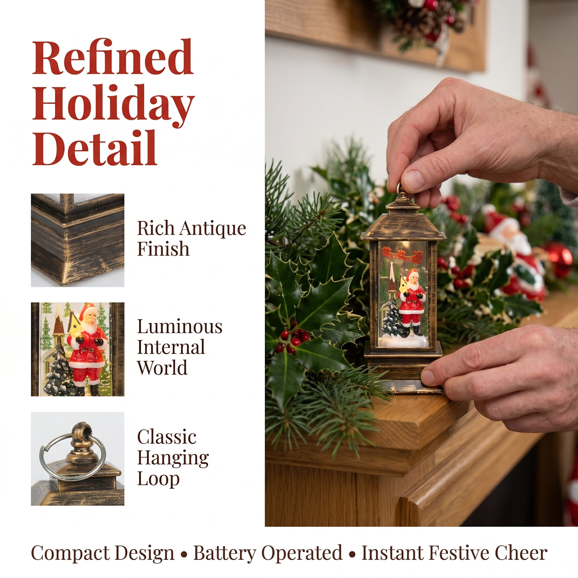 Unique Bargains Christmas Light Up Crystal Ball Mini LED Glitter Sphere Orb Brown Style K