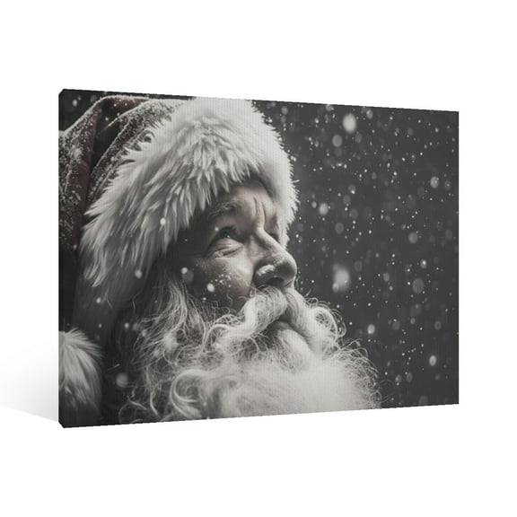  ﻿ Vintage Christmas Santa Claus Wall Art Paint Framed - Retro Xmas Festive Winter Holiday Christmas Wall Decor Canvas Print for Living Room Kitchen Bathroom Home Bedroom Decor
