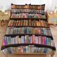 thumbnail image 6 of 3 Pcs Soft Bedding Set, Includes 1 Duvet Cover with Zipper And 2 Pillow Shams,Bookworm Antique Book Library Vintage Book Shelf Full(79"×90"), 6 of 8