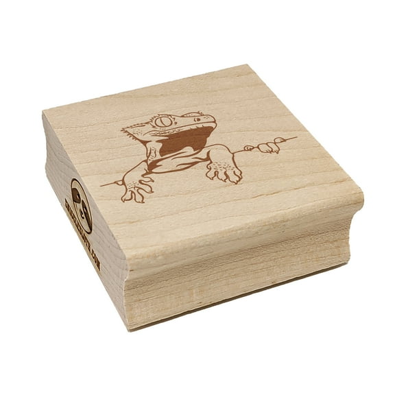 Crested Gecko on Ledge Lizard Square Rubber Stamp Stamping Scrapbooking Crafting - Small 1.25in