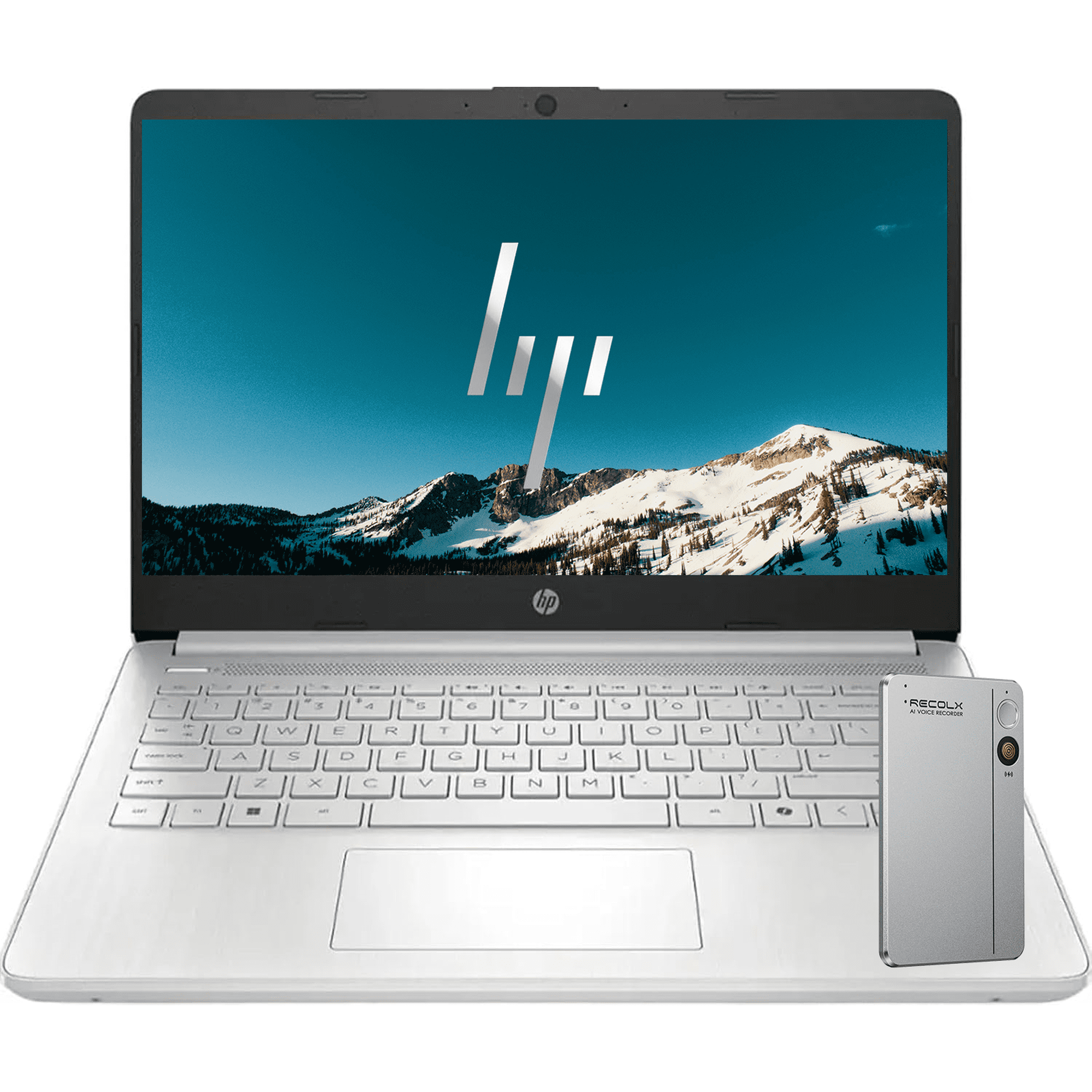 HP 14 Laptop for College Students - 1-Y Office 365 Intel 4-Core Processor 4GB RAM 128GB UFS Copilot AI Win 11 S w/Accessory (Silver)
