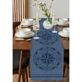 thumbnail image 2 of Hokiten Table Runners 70 Inches Long Dress Scarves, Nautical Compass Farmhouse Coffee/Dining/Kitchen Table Decor, Holiday Table Runner, Navy Blue Striped Coastal Compass 13x70 Inch, 2 of 7