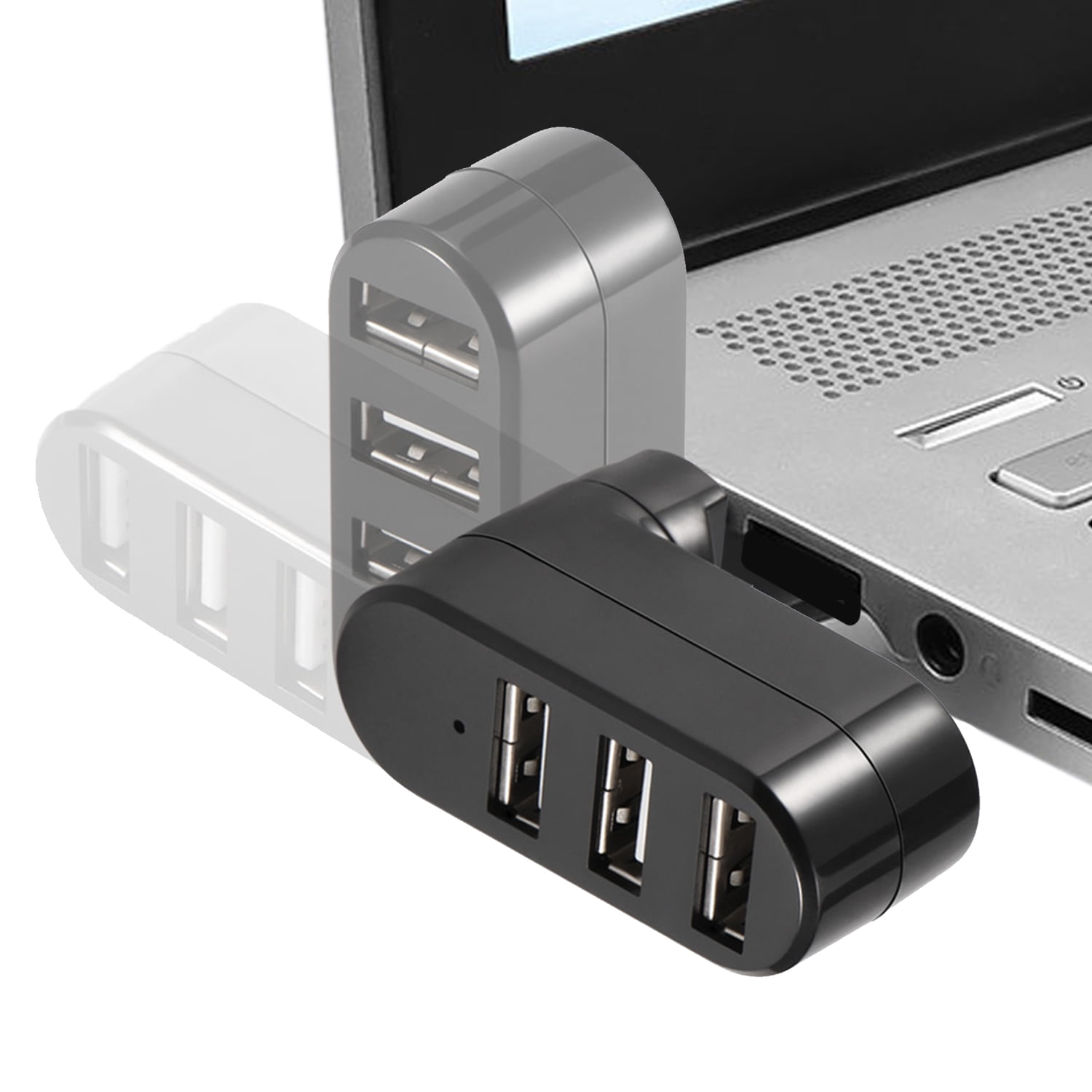 3 Ports Hub Splitter Adapter USB 2.0 Mini Rotate for Laptop PC Notebook Good 