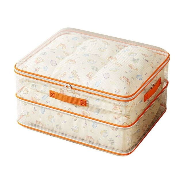 Sac de Rangement Compressible à Grilles Transparentes Imperméable Transparent et Portable avec Poignées pour Organisation à Domicile