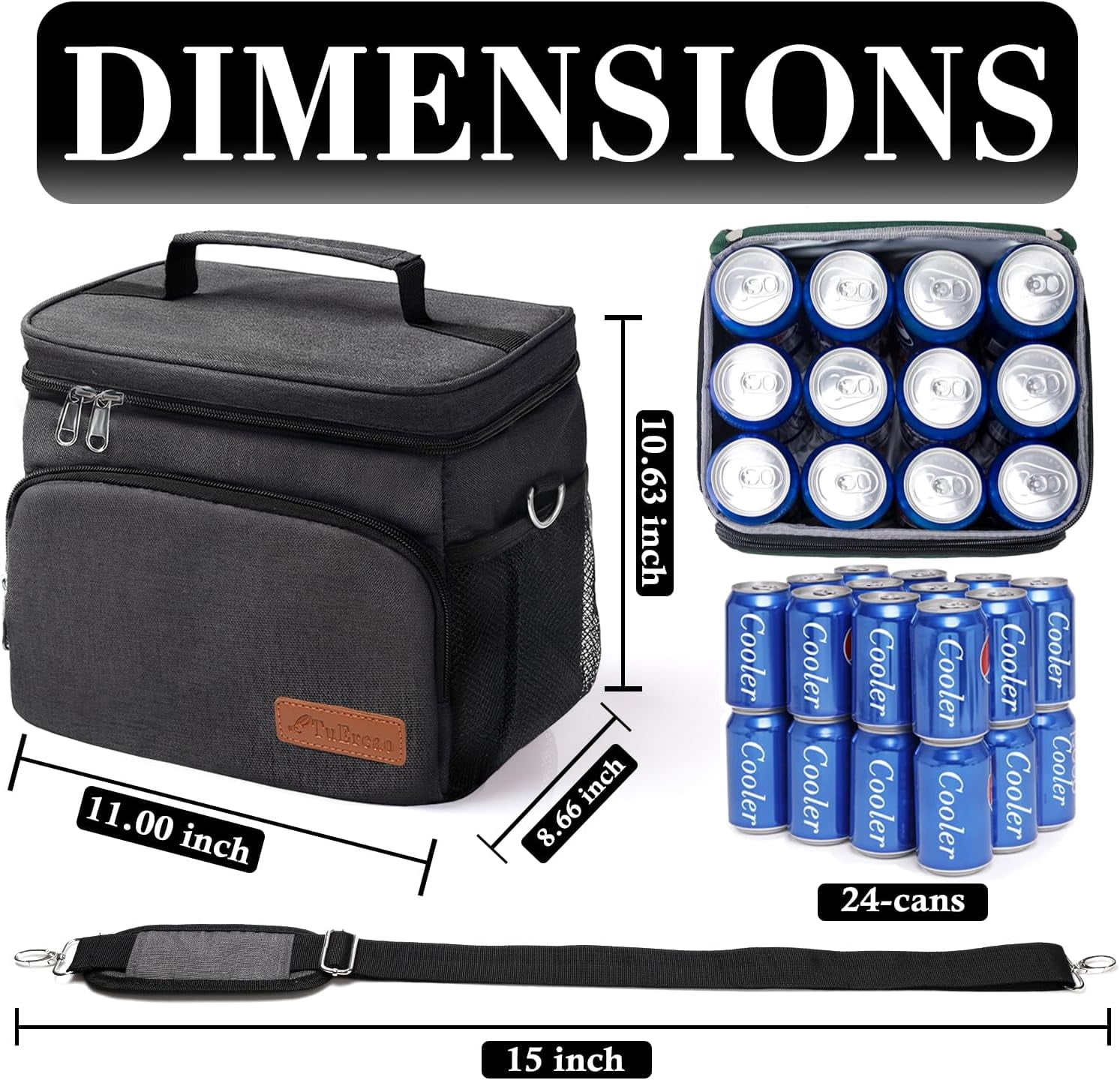 HotAdsFW Insulated Cooler Bag 6/24 Can Collapsible Leakproof Soft Sided Cooler for Car, Portable Foldable Small Ice Chest for Beach Camping Picnic Travel, 5/15qt Lunch Box for Men Work