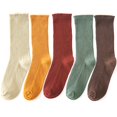 thumbnail image 1 of Crew Socks Solid Color 5 Pairs Breathable Cotton Socks Ruffle Socks for Girls, 1 of 10