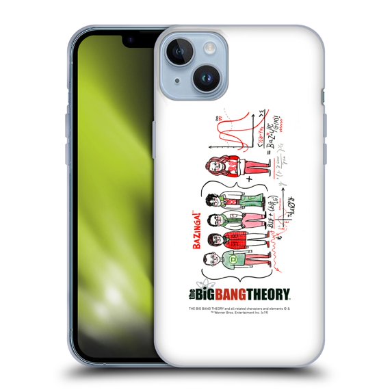 Head Case Designs Officially Licensed The Big Bang Theory Graphics Arts 2 Doodle Group Soft Gel Case Compatible with Apple iPhone 14 Plus