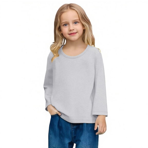 Bxsruta Kids Long Sleeve Cotton Top, Breathable Unisex Shirt for Boys and Girls, Comfort Fit for Everyday Play