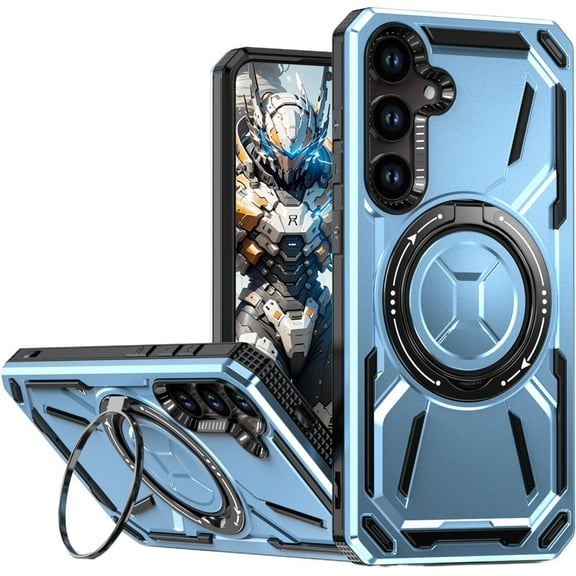 CCSmall Case for Samsung Galaxy S24 FE (NOT S24) with Ring Kickstand for Men, Military-Grade Armor Shockproof Protective with Magnetic Stand Hard Phone Case Cover for Galaxy S24 FE 5G 2HJ Blue