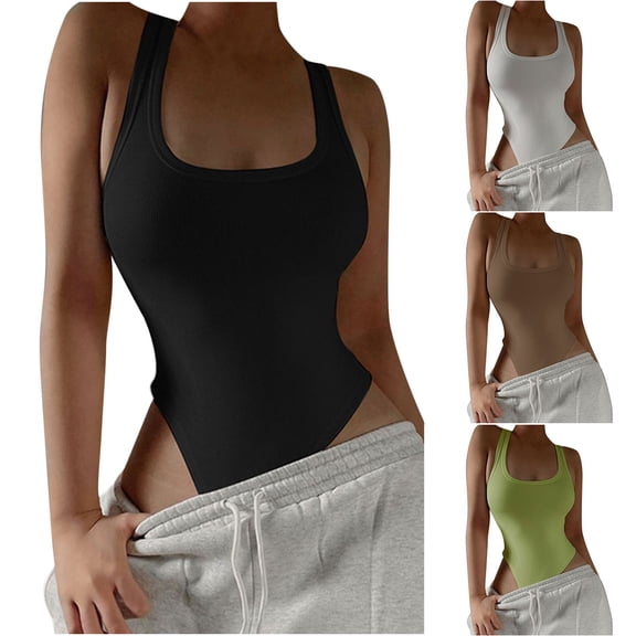 Lovzfmll One Piece Swimsuits for Women Square Neck Solid Slimming, Dressy High Cut Racerback Push-Up Low Back Bathing Suit, Black S