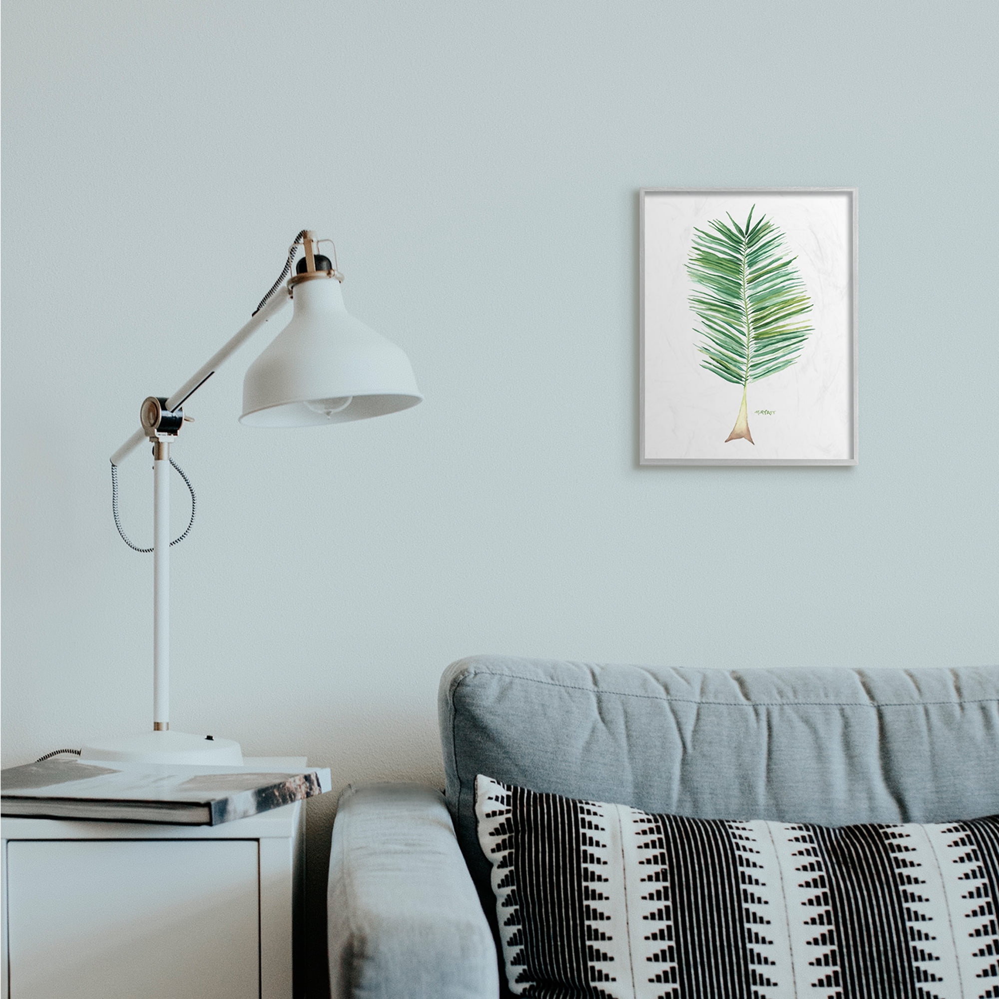 Stupell Industries Coconut Palm Fan Greenery Over White Grey Framed, 11 x 14, Design by Melissa Hyatt LLC
