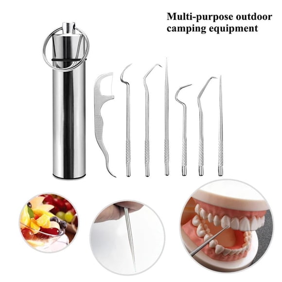 Juego de bolsa portátil para palillos de dientes de titanio, palillos de dientes reutilizables de acero inoxidable con soporte para picnics y campamentos al aire libre