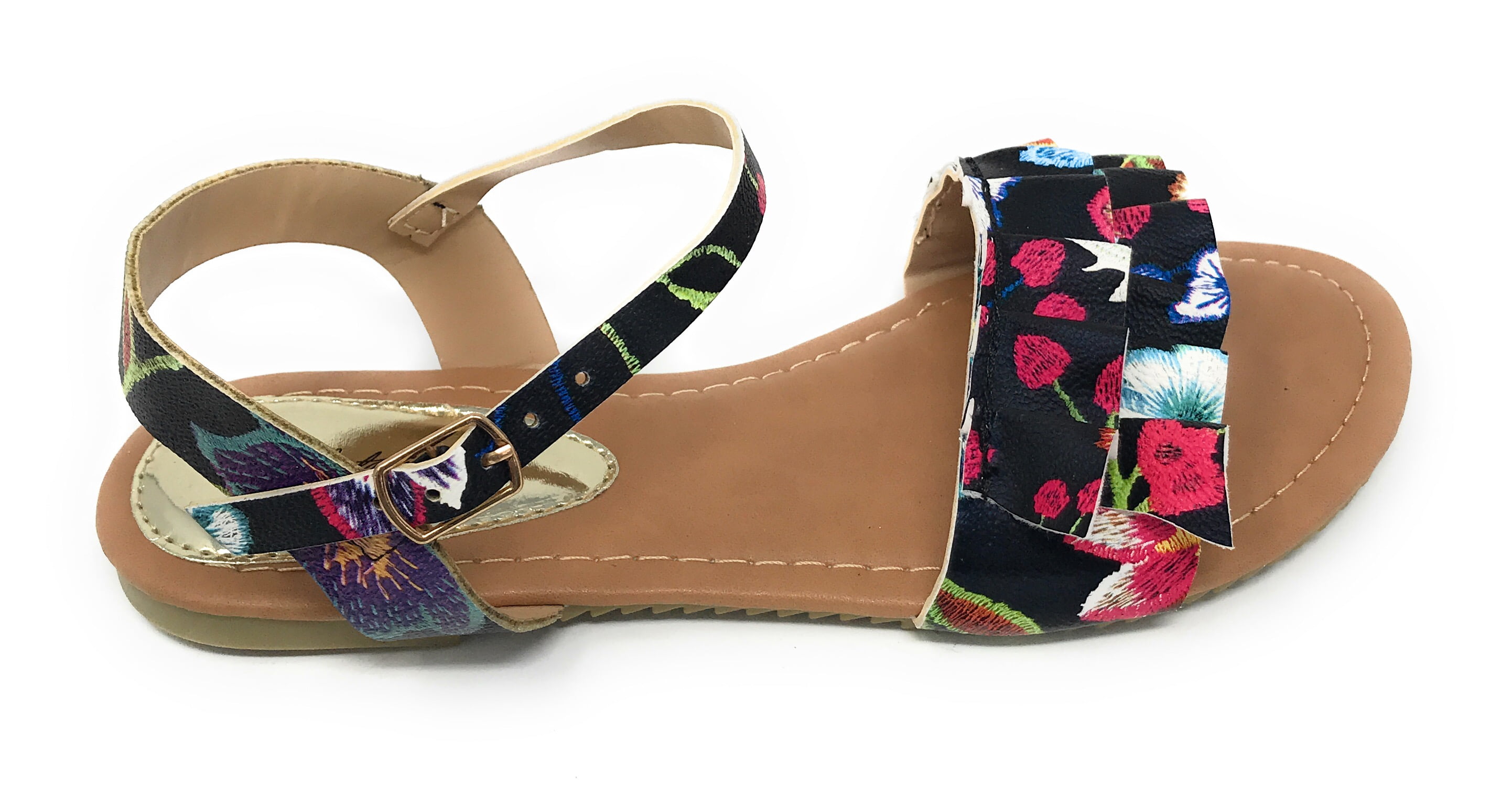 Victoria K Women's Printed Floral Ruffels Sandals