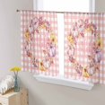 thumbnail image 3 of Sheer Curtains 45 inches Long, Fall Thanksgiving Pumpkin Leaves Berries Pink Plaid Light Filtering Sheer Window Curtains Rod Pocket Voile Drapes for Bedroom Living Room, 52"W x 45"L 2 Panels, 3 of 7