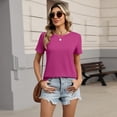 thumbnail image 4 of Resicozy Womens Summer Short Sleeve Crewneck T Shirts 2026 Solid Color Tees Casual Basic Tops Hot Pink L, 4 of 4