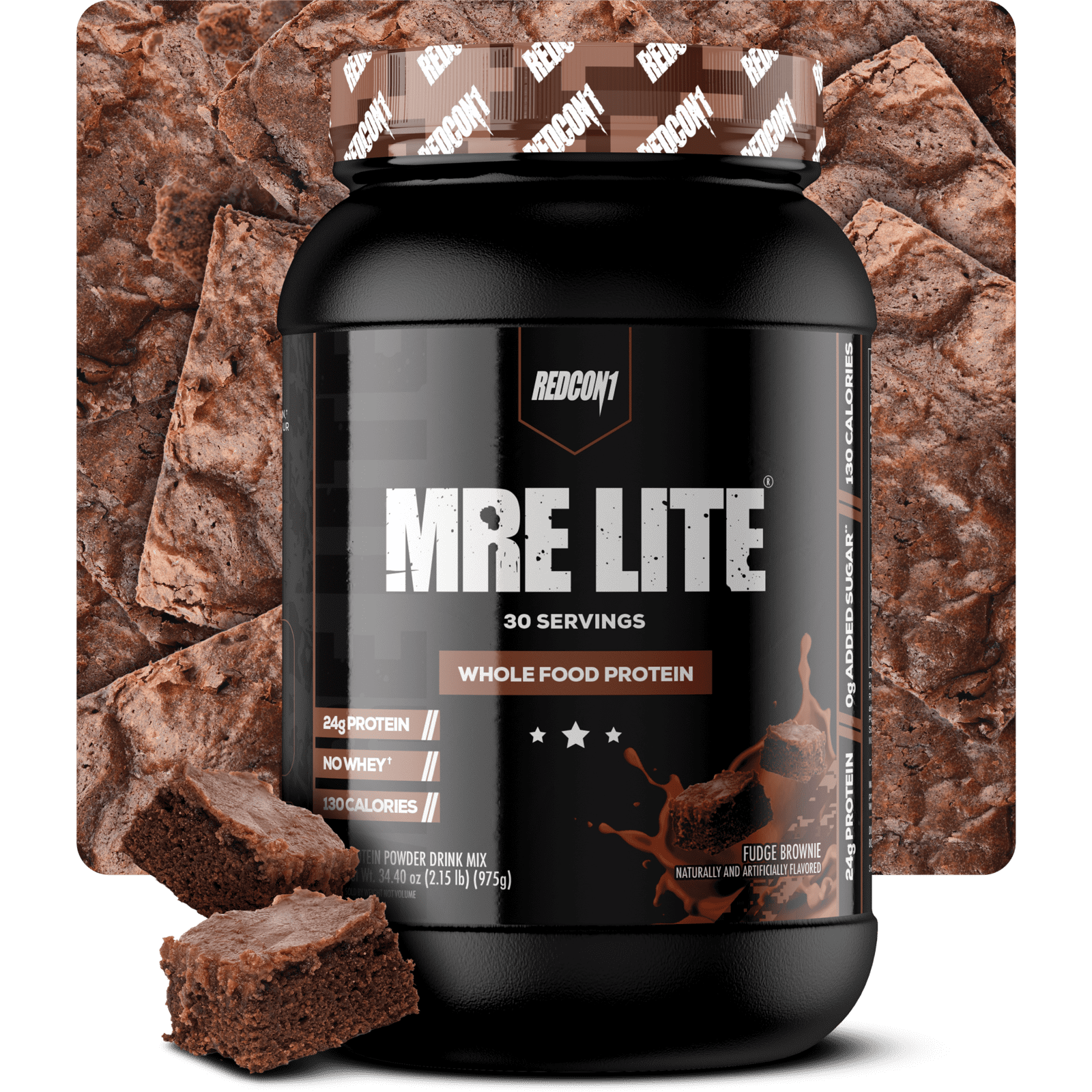 REDCON1 MRE Lite Whole Food Protein Powder, Fudge Brownie - Low Carb & Whey Free Meal Replacement with Animal Protein Blends - Easy to Digest Supplement Made with MCT Oils (30 Servings)