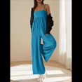 thumbnail image 4 of de Verano para Mujer, de una Pieza, con Tirantes Finos y Pierna , con Bolsillos Azul XL, 4 of 8