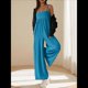 thumbnail image 4 of de Verano para Mujer, de una Pieza, con Tirantes Finos y Pierna , con Bolsillos Azul L, 4 of 8