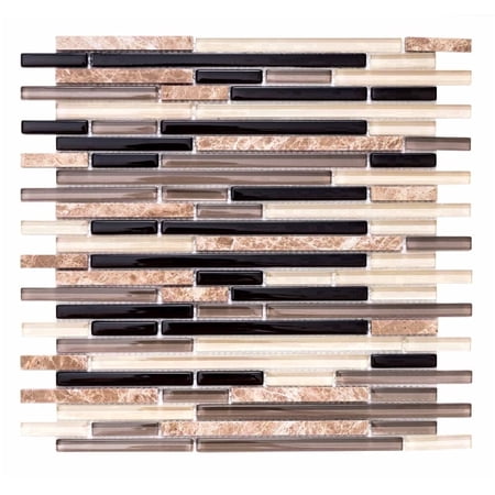 The Tile Life Victory Sleek Brick 1" x 3" Espresso Satin Glass Mosaic Wall Tile, 1 Sheet